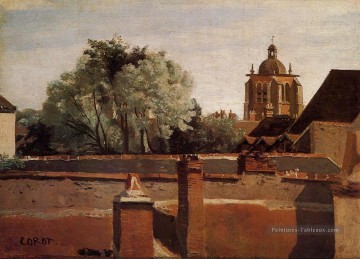 romantique romantisme Tableau Peinture - Clocher de l’église de Saint Paterne à Orléans plein air romantisme Jean Baptiste Camille Corot
